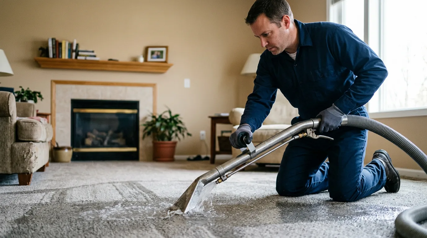 Water damage restoration technician working near Buckeye, WV